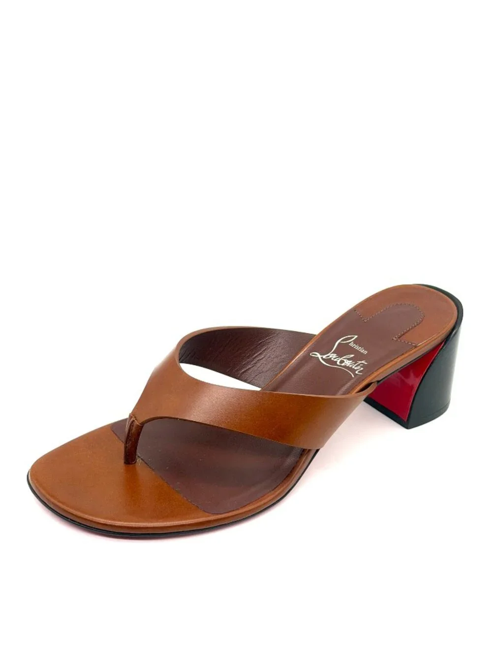 Christian Louboutin JANETONGA 55 Leather Thong Mule Sandals Heels Shoes - Picture 7 of 16